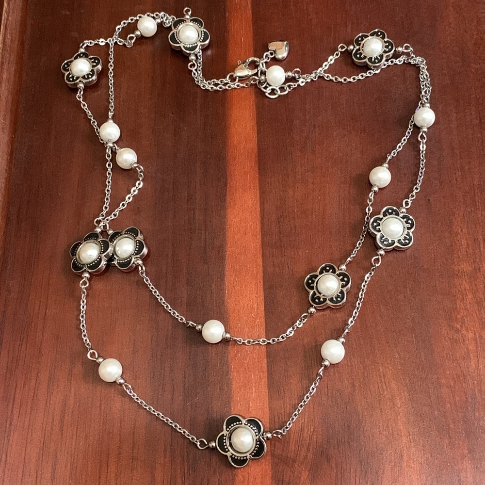 Tocara Stainless Steel faux pearl necklace